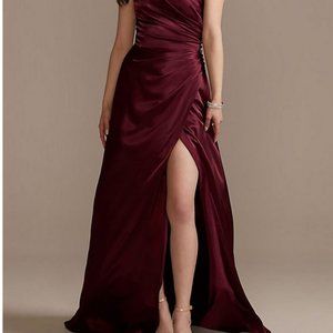 Galina Signature Charmeuse Draped One-Shoulder Bridesmaid Dress